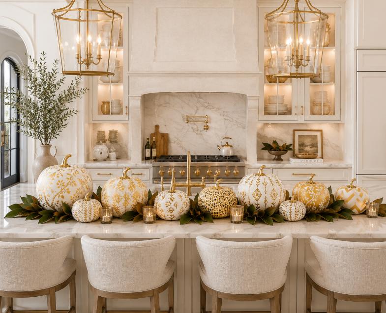 Gold Bird & Vine Silhouette Pumpkin-Shop-tbgypsysoul