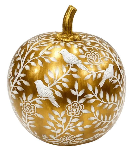 Gold Bird & Vine Silhouette Pumpkin-Shop-tbgypsysoul