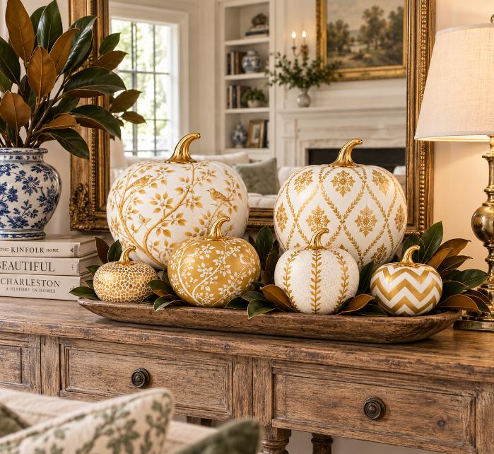 Gold Chevron Pumpkin-Shop-tbgypsysoul