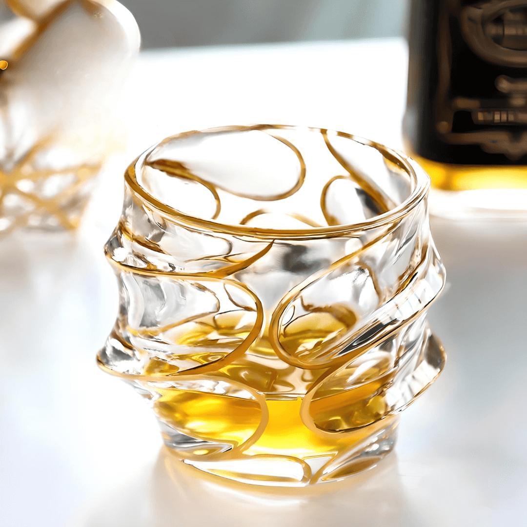 Gold Line Storm Japanese Crystal Whisky Glass-tbgypsysoul