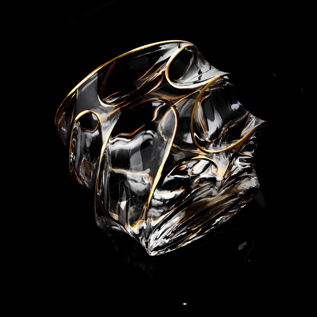 Gold Line Storm Japanese Crystal Whisky Glass-tbgypsysoul