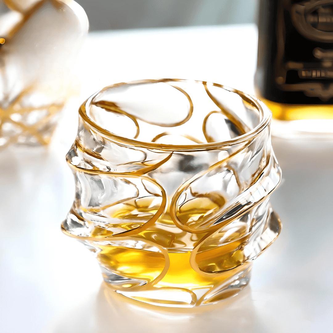 Gold Line Storm Japanese Crystal Whisky Glass-tbgypsysoul