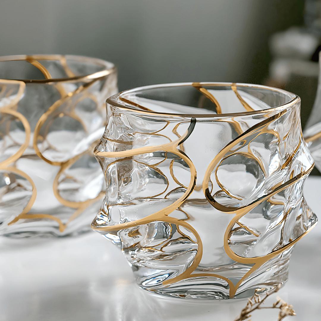 Gold Line Storm Japanese Crystal Whisky Glass-tbgypsysoul