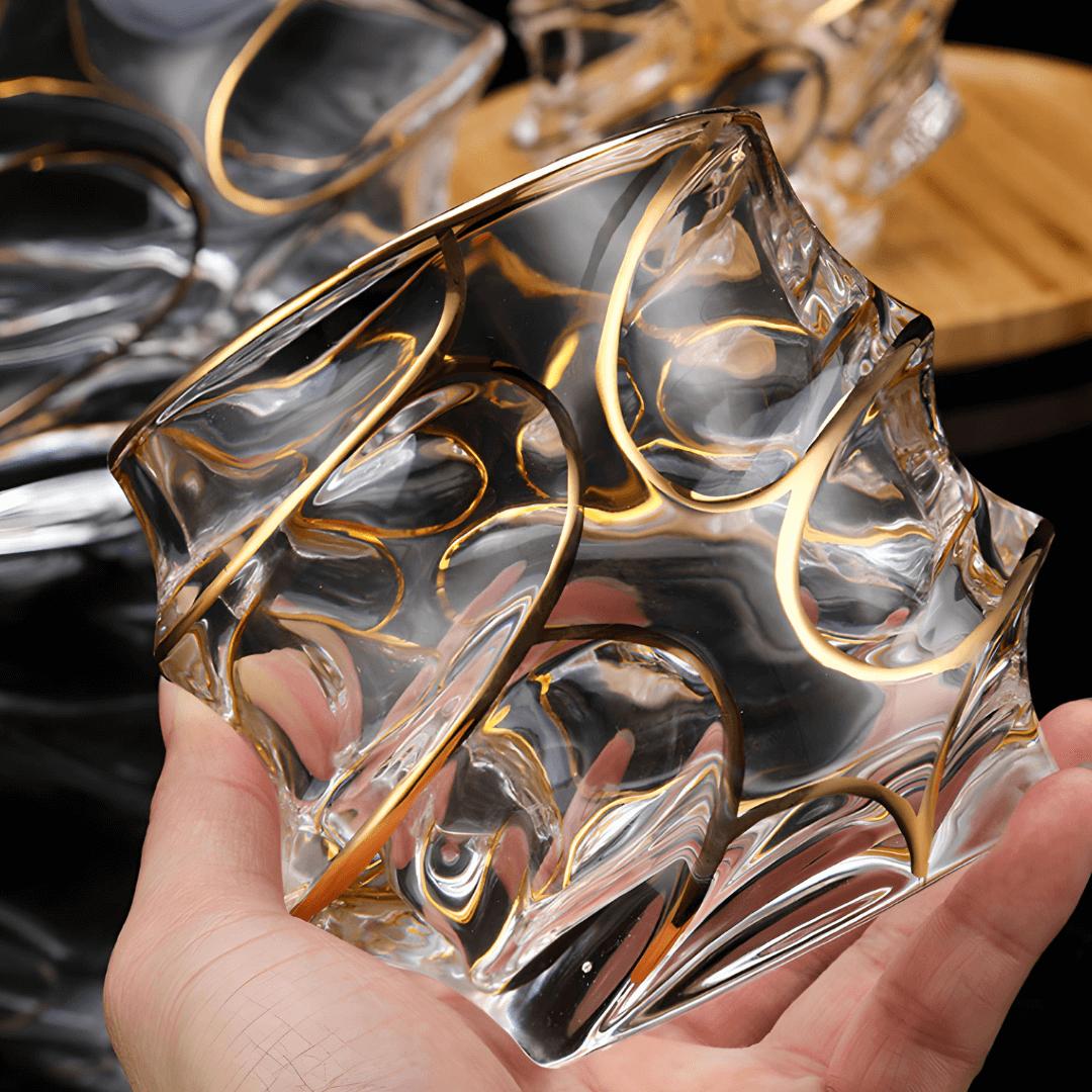 Gold Line Storm Japanese Crystal Whisky Glass-tbgypsysoul
