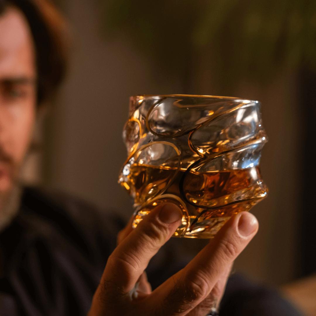 Gold Line Storm Japanese Crystal Whisky Glass-tbgypsysoul