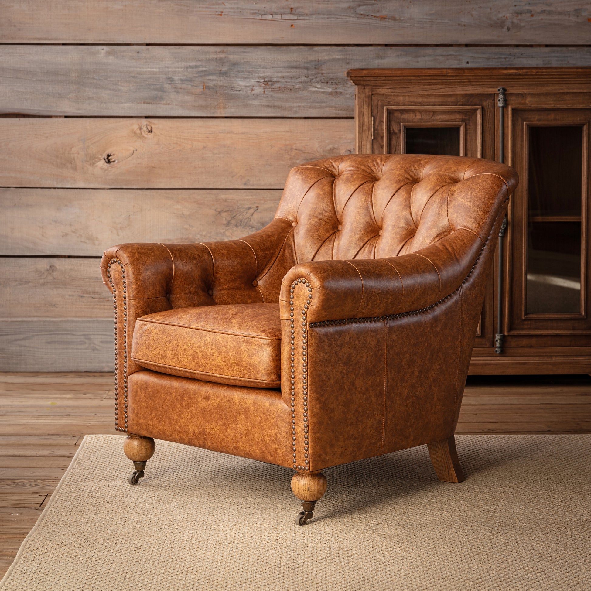 Grand Oaks Leon Leather Arm Chair-Accent Chair-tbgypsysoul