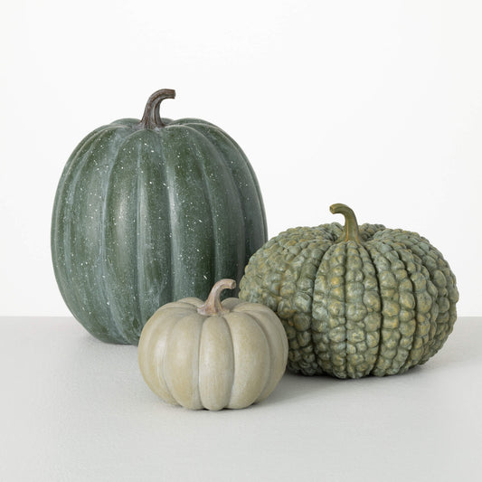 Green Gourd Pumpkins - Set of 3-Decorative Pumpkins-tbgypsysoul
