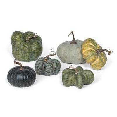 Green Heirloom Pumpkin Collection, Set of 6-Decorative Pumpkins-tbgypsysoul