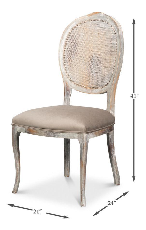 Grey Oak & Grey Oval Cane Back Dining Chair, Set of 2 - White Glove Included