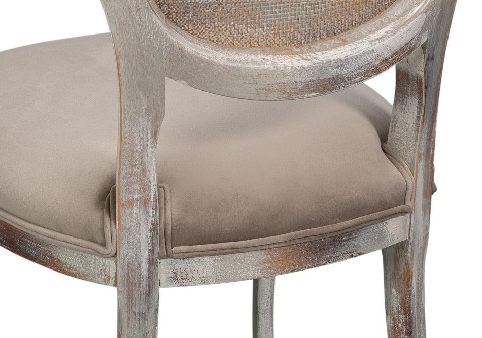 Grey Oak & Grey Oval Cane Back Dining Chair, Set of 2 - White Glove Included