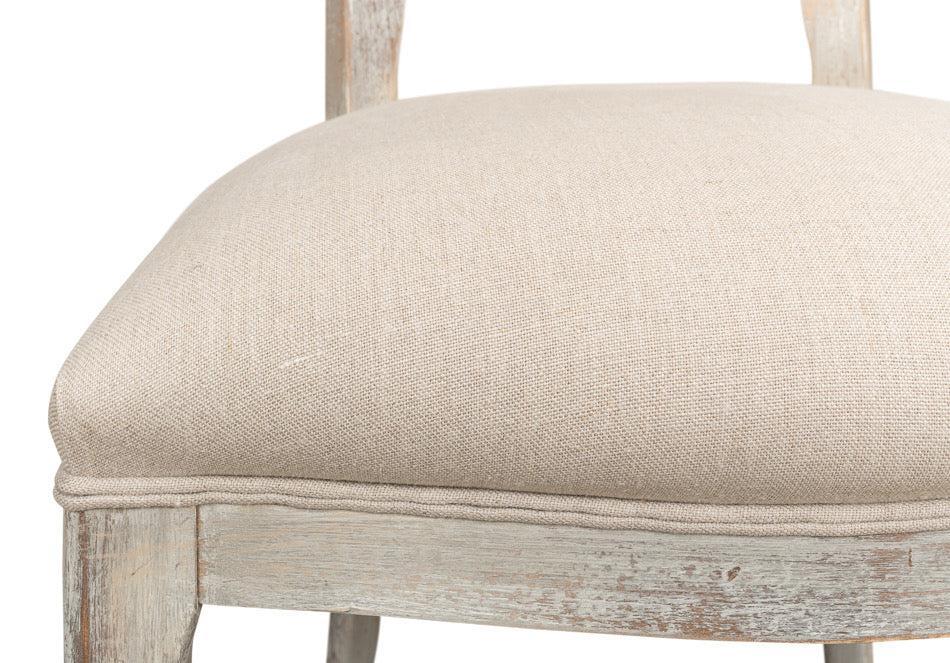 Grey Oak & Linen Flax Oval Cane Back Dining Chair, Set of 2 - White Glove Included