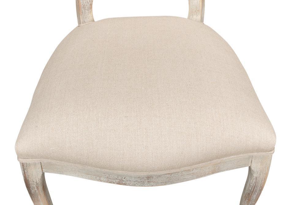 Grey Oak & Linen Flax Oval Cane Back Dining Chair, Set of 2 - White Glove Included