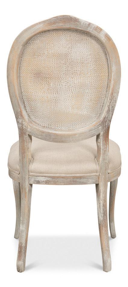 Grey Oak & Linen Flax Oval Cane Back Dining Chair, Set of 2 - White Glove Included