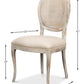 Grey Oak & Linen Flax Oval Cane Back Dining Chair, Set of 2 - White Glove Included