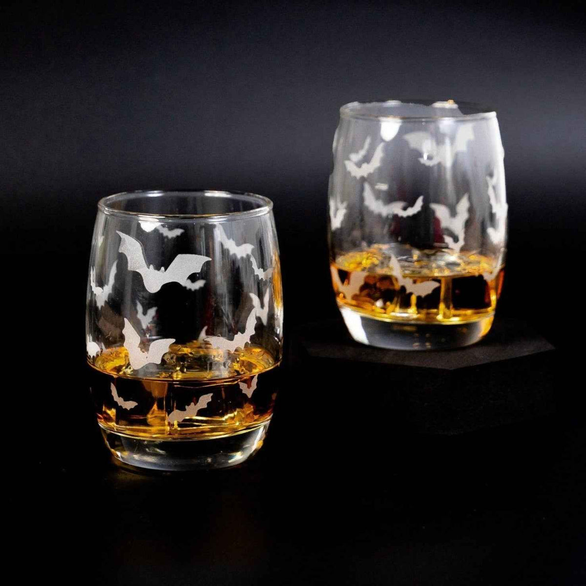 Halloween Bat Whiskey Glasses-Whiskey Glasses > Decal-tbgypsysoul