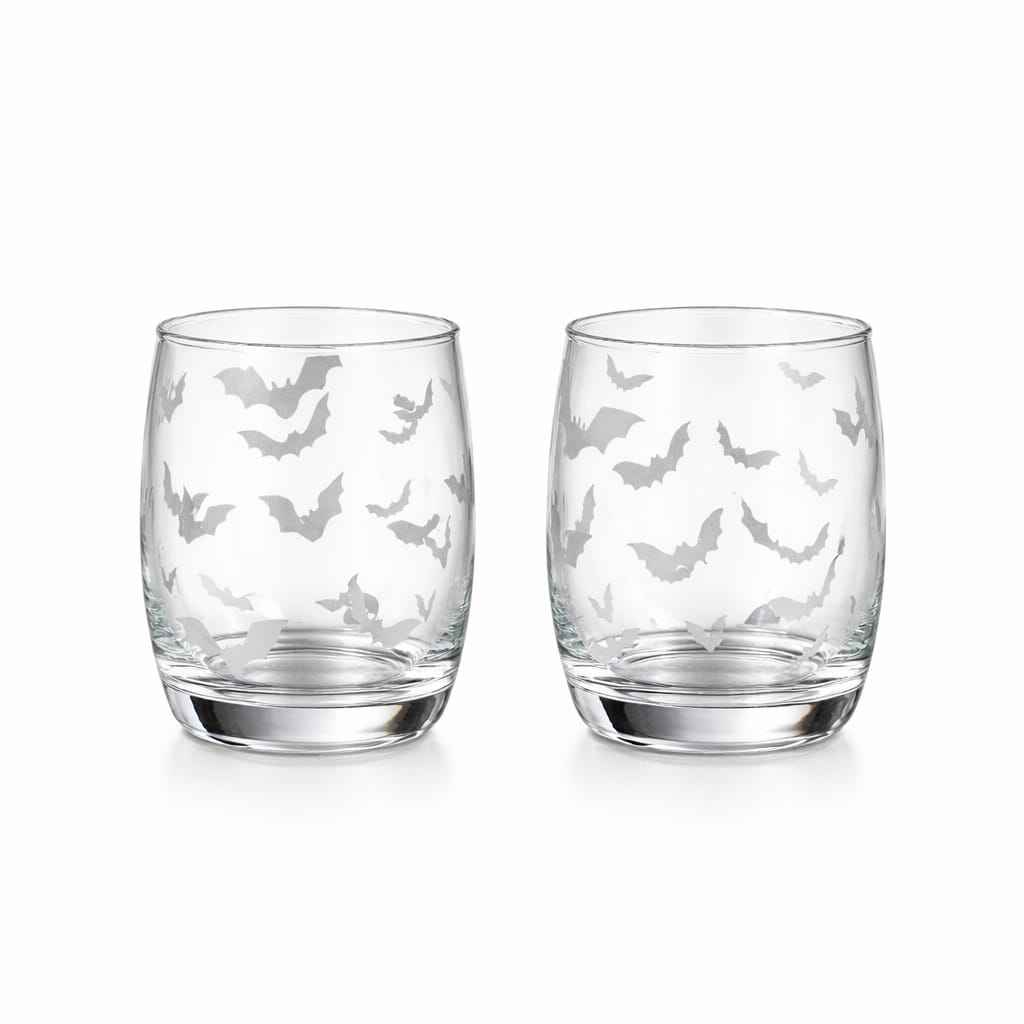 Halloween Bat Whiskey Glasses-Whiskey Glasses > Decal-tbgypsysoul