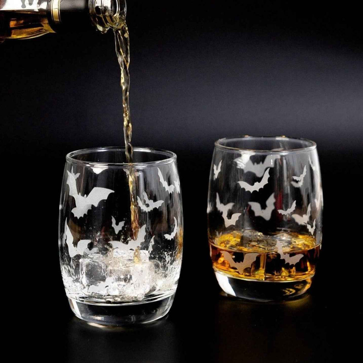 Halloween Bat Whiskey Glasses-Whiskey Glasses > Decal-tbgypsysoul