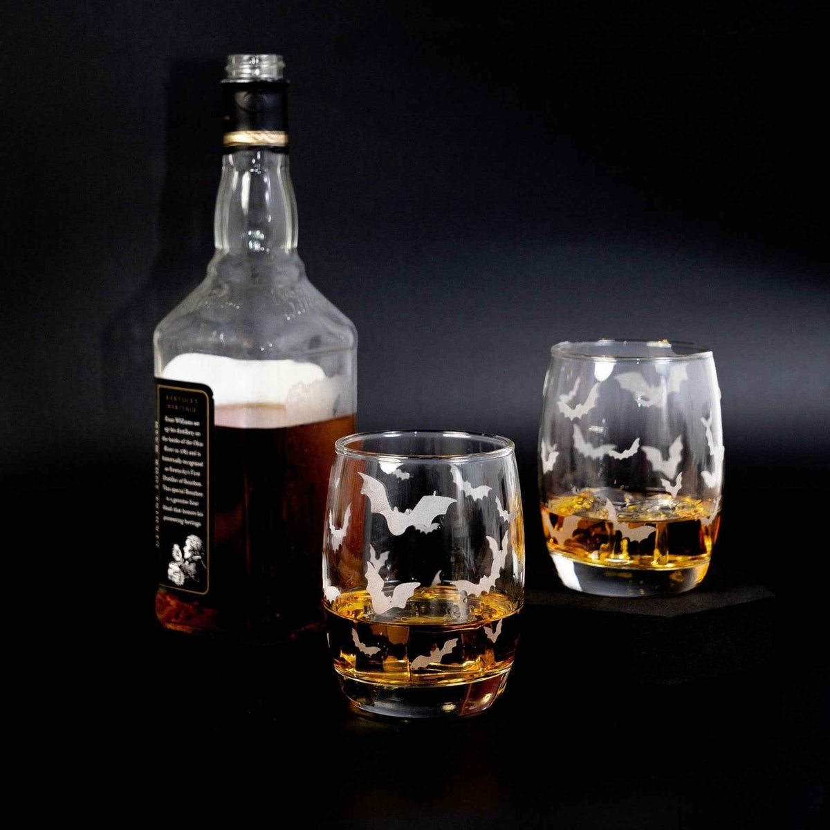 Halloween Bat Whiskey Glasses-Whiskey Glasses > Decal-tbgypsysoul