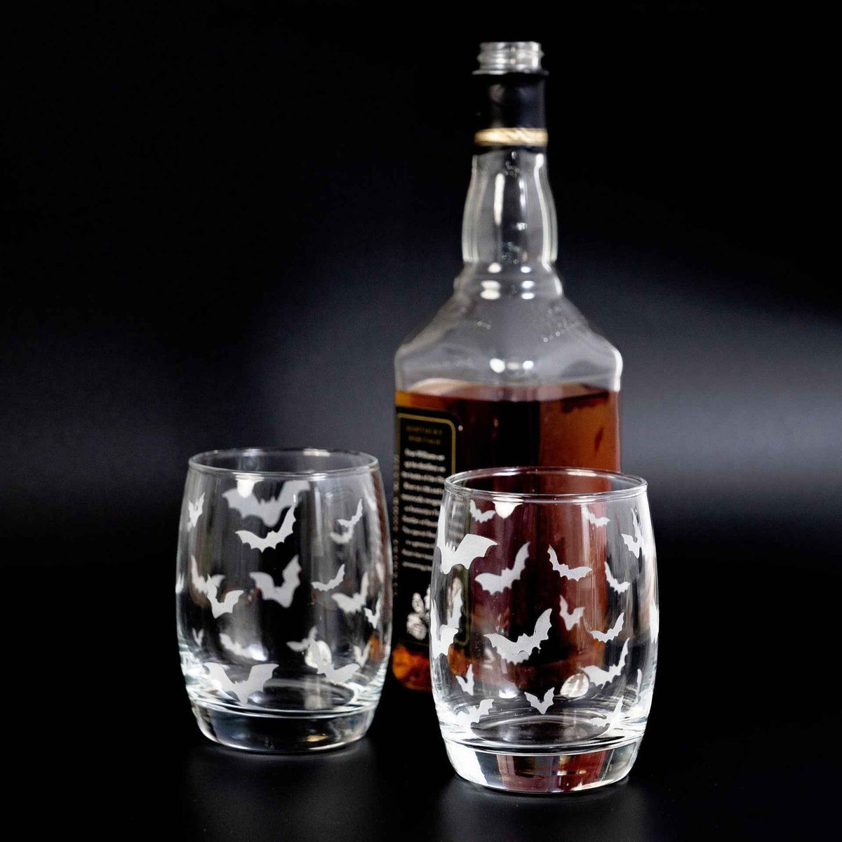 Halloween Bat Whiskey Glasses-Whiskey Glasses > Decal-tbgypsysoul