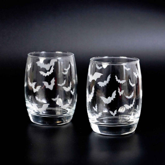 Halloween Bat Whiskey Glasses-Whiskey Glasses > Decal-tbgypsysoul