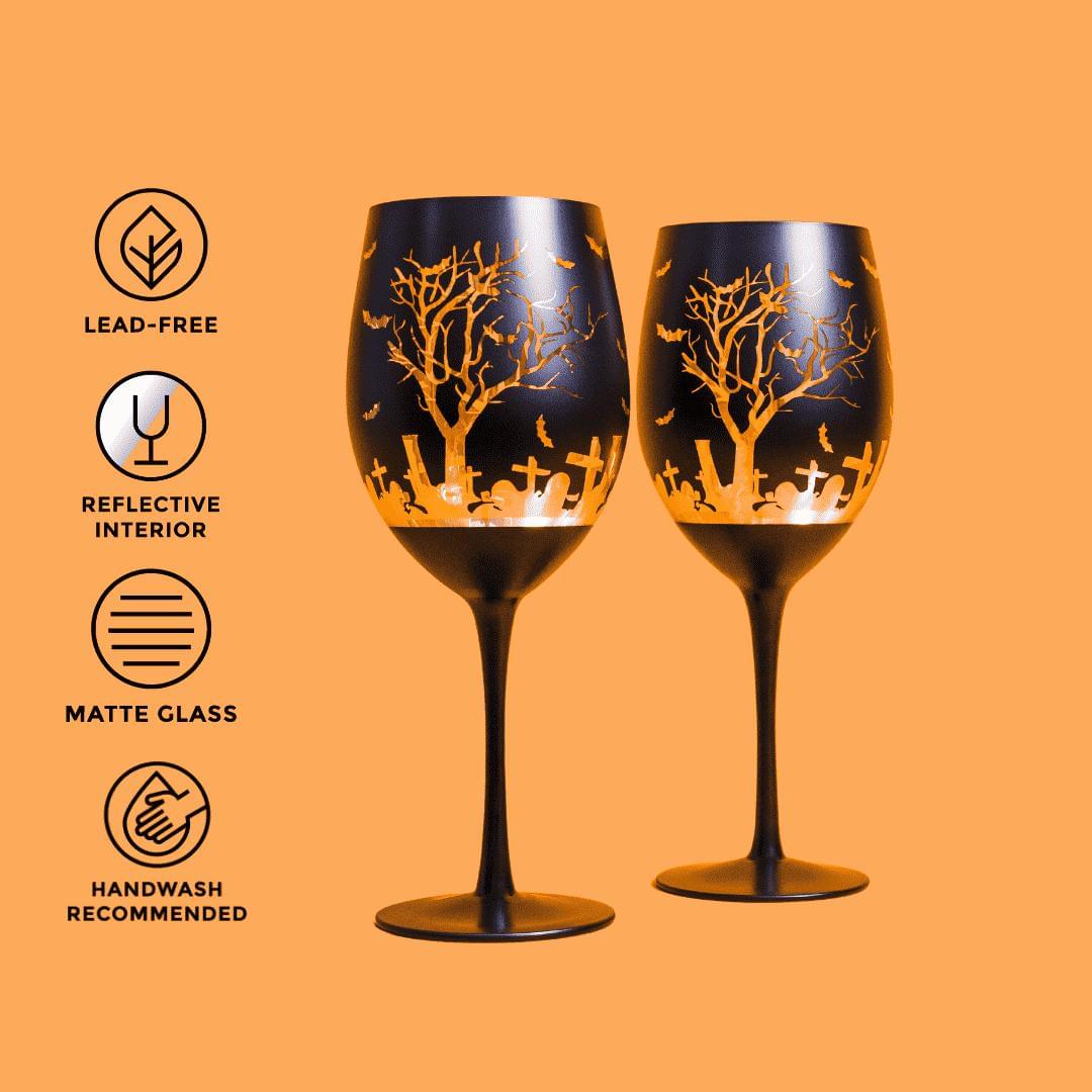 Halloween Wine Glasses-Wine Glasses > Stemmed > Frosted & Matte-tbgypsysoul
