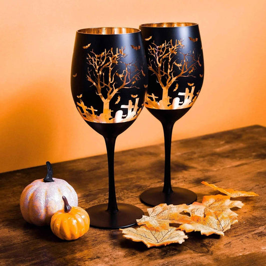 Halloween Wine Glasses-Wine Glasses > Stemmed > Frosted & Matte-tbgypsysoul