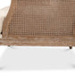 Whitewash oak cane accent chair with cream linen blend cushion and white glove delivery included