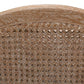 Close up of whitewash oak cane accent chair with cream linen blend cushion and white glove delivery included