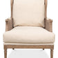 Whitewash oak cane accent chair with cream linen blend cushion and white glove delivery included