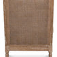 Whitewash oak cane accent chair with cream linen blend cushion and white glove delivery included