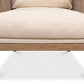 Whitewash oak cane accent chair with cream linen blend cushion and white glove delivery included