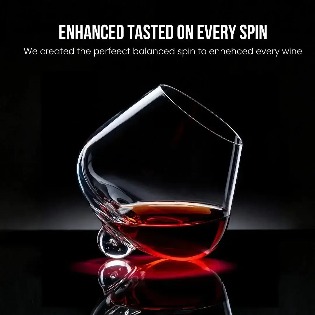 Kami Japanese Rotating Crystal Wine Glass & Wooden Coaster-Wine Glass-tbgypsysoul