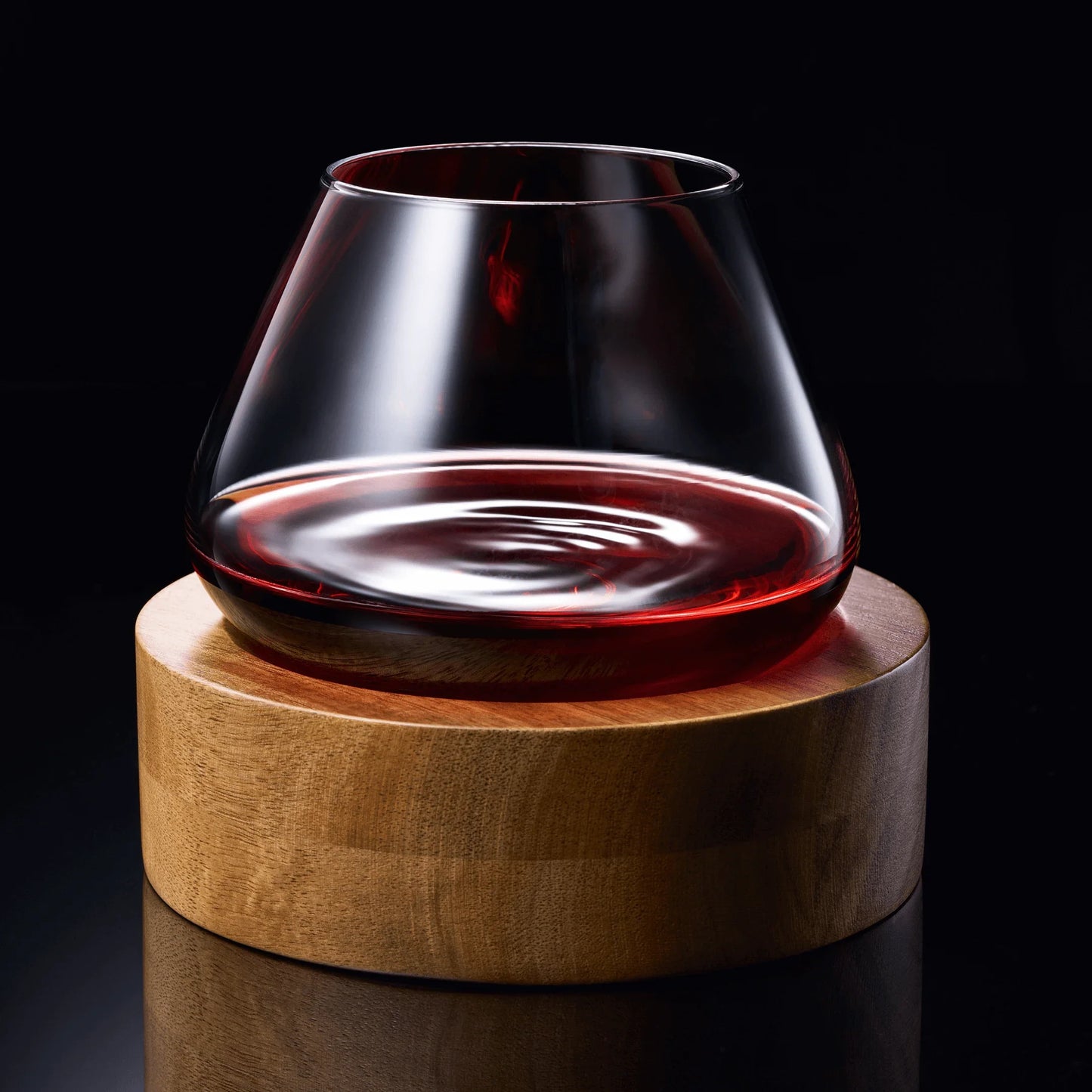 Kami Japanese Rotating Crystal Wine Glass & Wooden Coaster-Wine Glass-tbgypsysoul