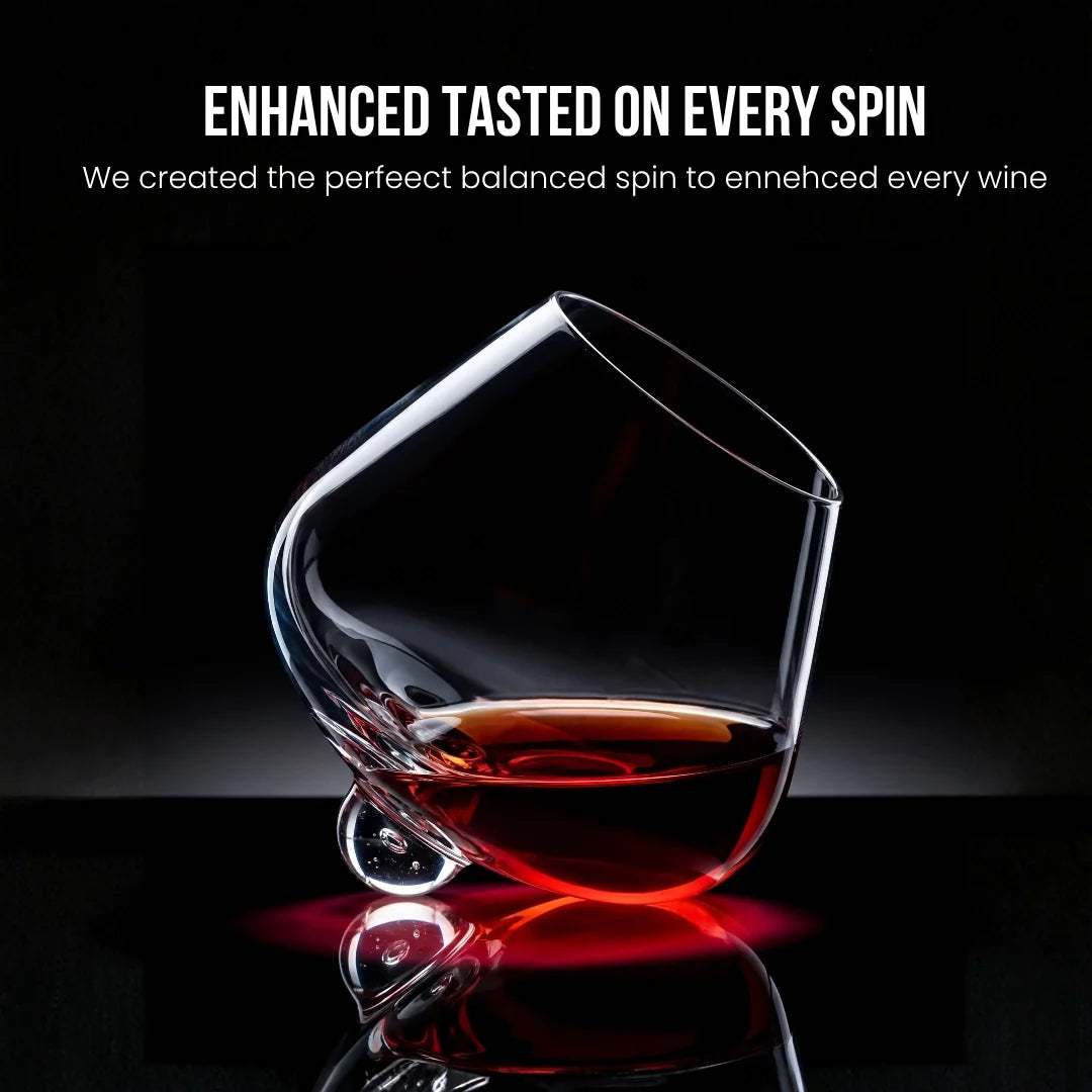 Kami Japanese Rotating Crystal Wine Glass & Wooden Coaster-Wine Glass-tbgypsysoul