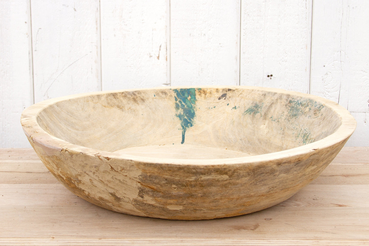 Large Round Bleached Wood Bowl-tbgypsysoul