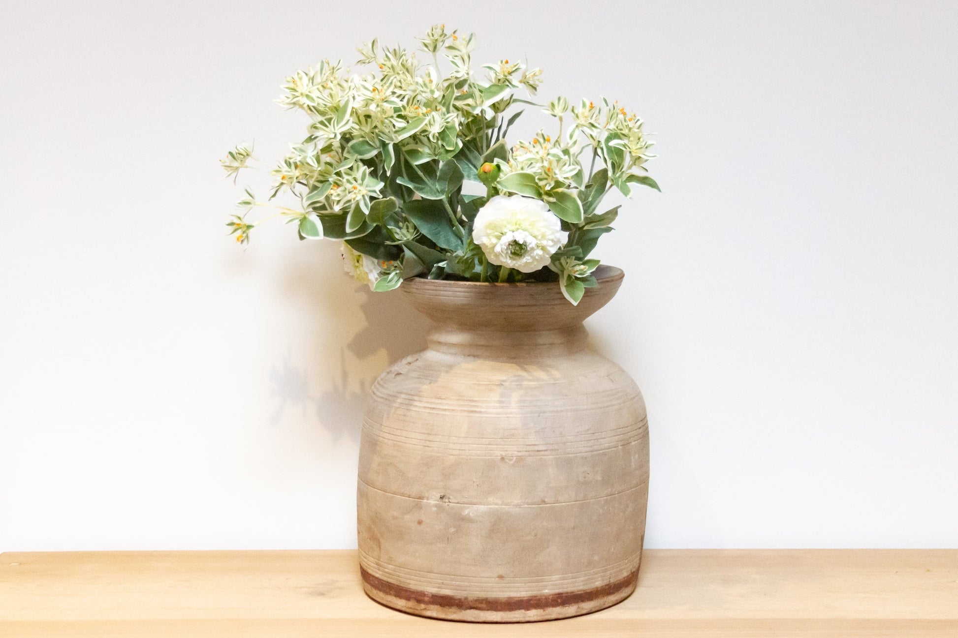 Large Sun-Bleached Wood Kitchen Pot-Antique Carved Wood Pot-tbgypsysoul