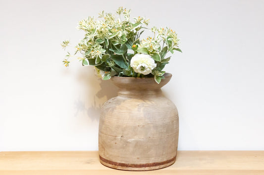 Large Sun-Bleached Wood Kitchen Pot-Antique Carved Wood Pot-tbgypsysoul