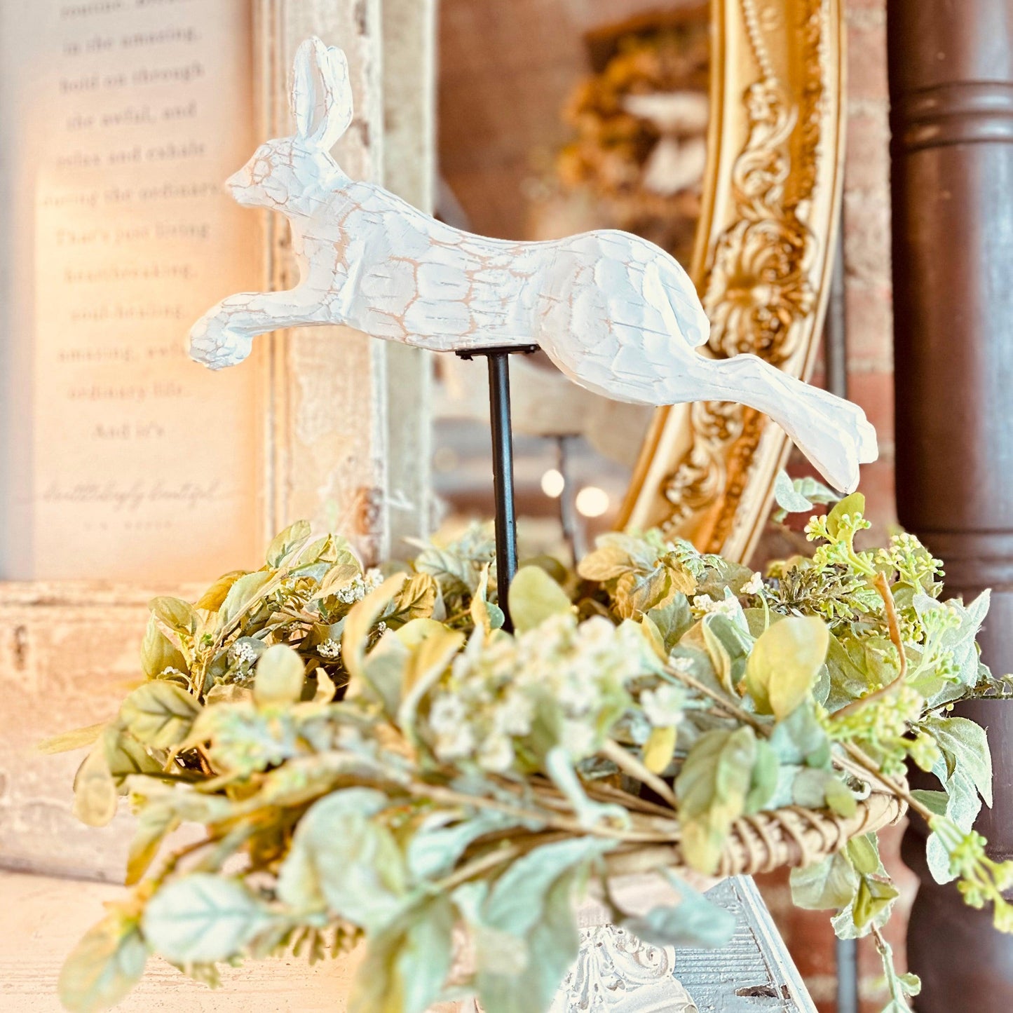 Leaping French Country Hare-Easter Home Decor-tbgypsysoul