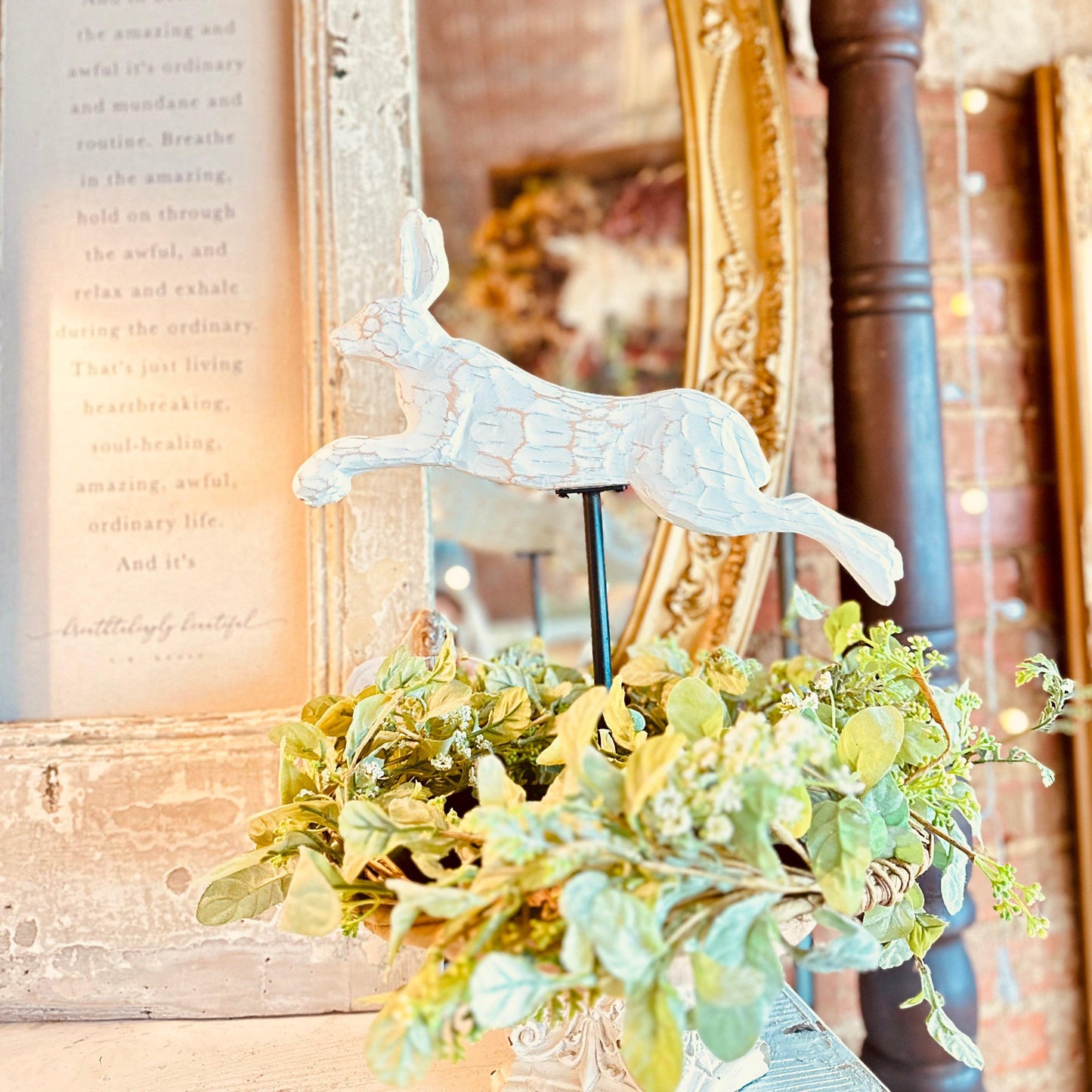 Leaping French Country Hare-Easter Home Decor-tbgypsysoul