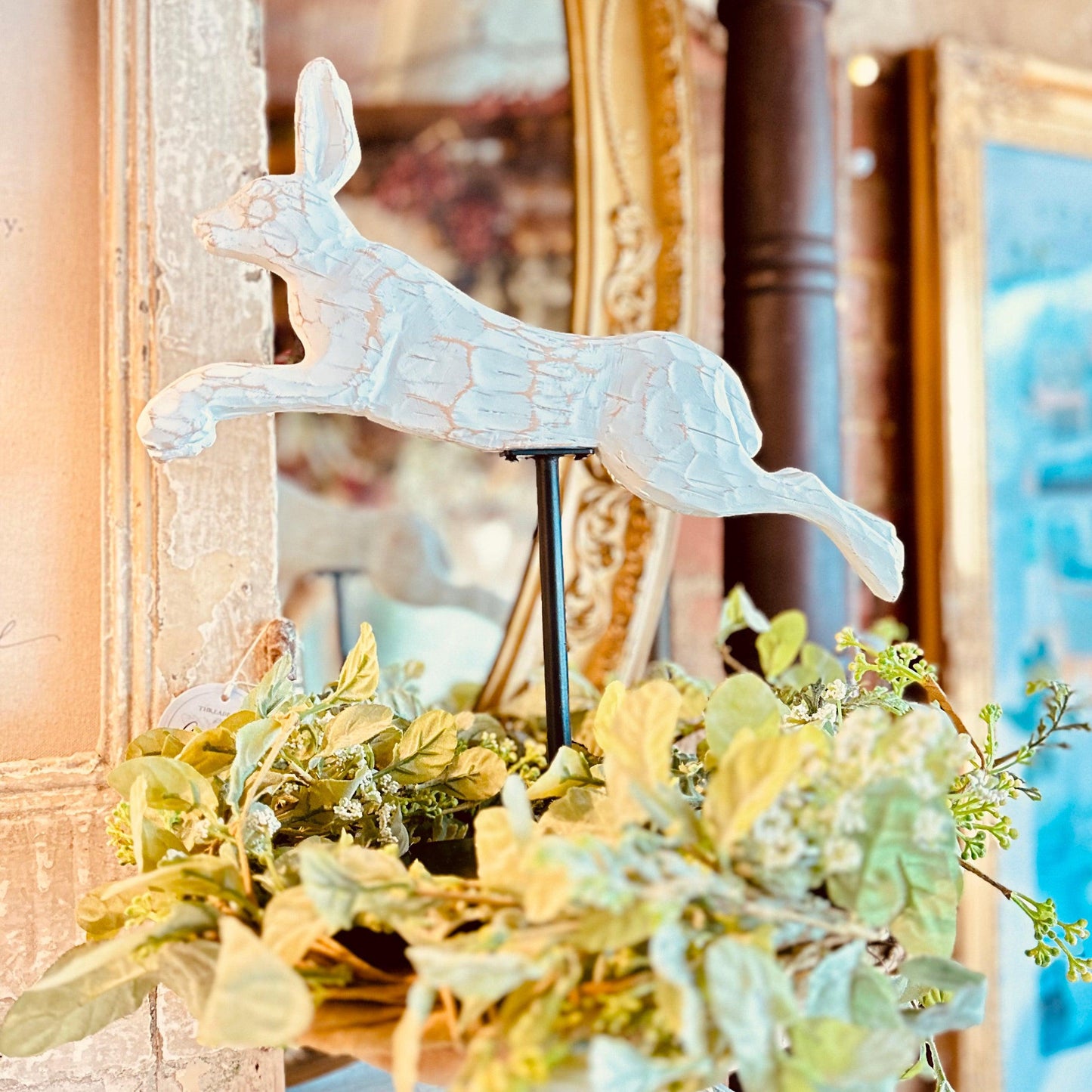 Leaping French Country Hare-Easter Home Decor-tbgypsysoul