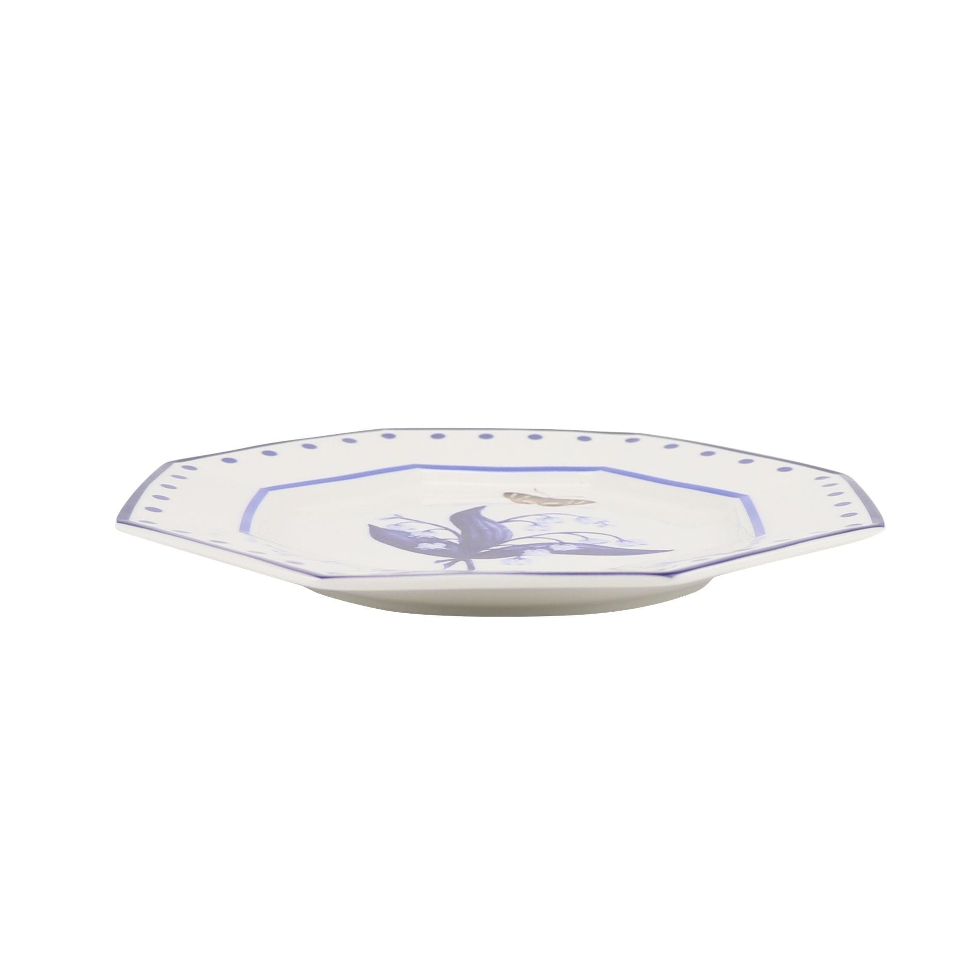 LILY OF THE VALLEY and Butterfly Blue and White SALAD PLATE-Dinnerware-tbgypsysoul