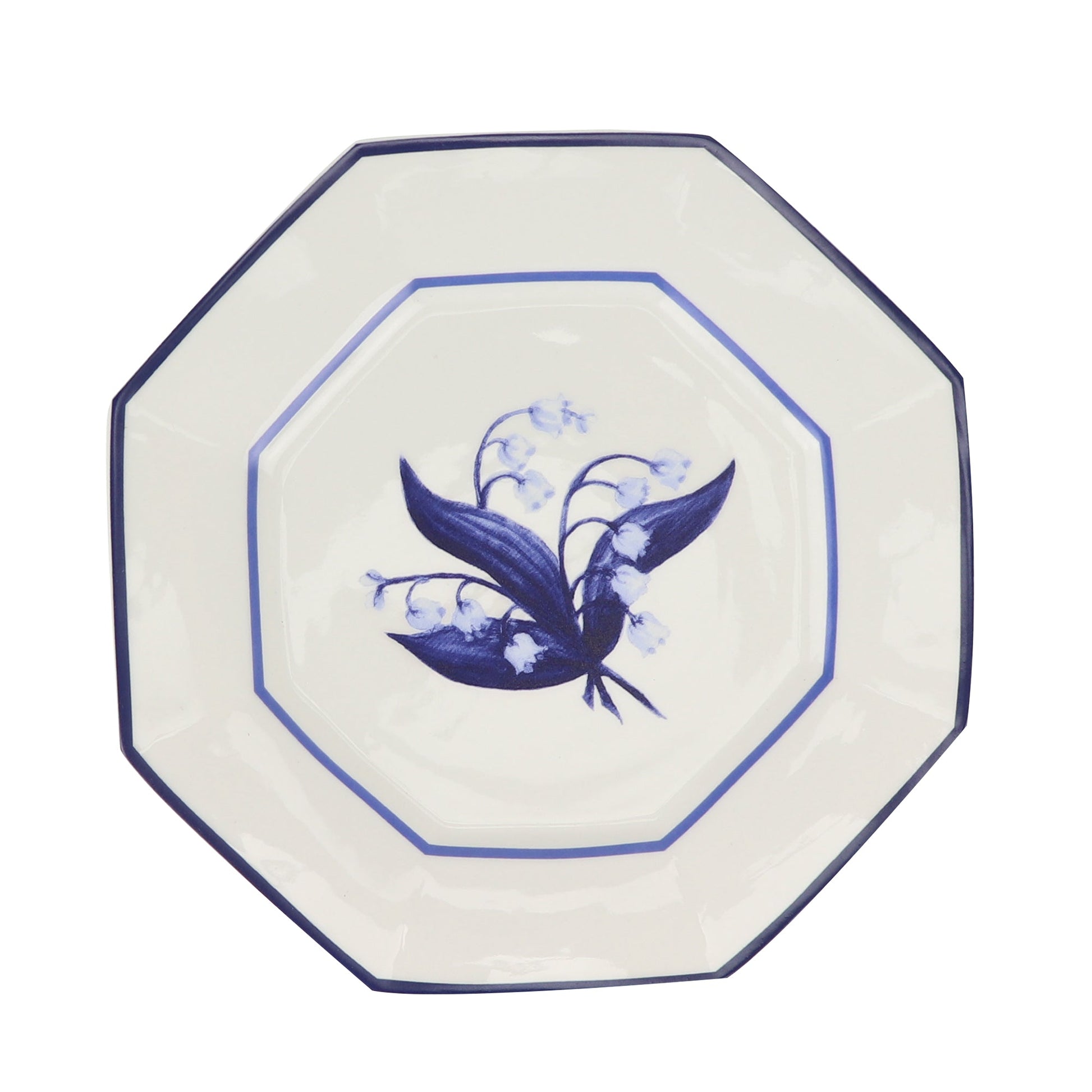 LILY OF THE VALLEY BLUE AND WHITE SALAD PLATE-Dinnerware-tbgypsysoul