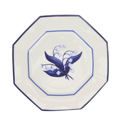 LILY OF THE VALLEY BLUE AND WHITE SALAD PLATE-Dinnerware-tbgypsysoul