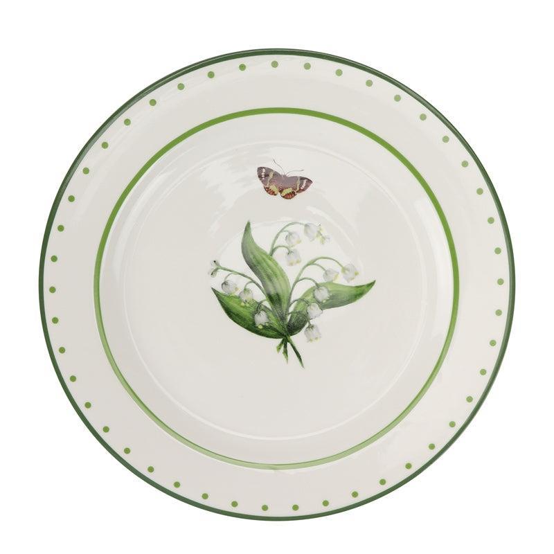 LILY OF THE VALLEY GREEN AND WHITE DINNER PLATE-Dinnerware-tbgypsysoul