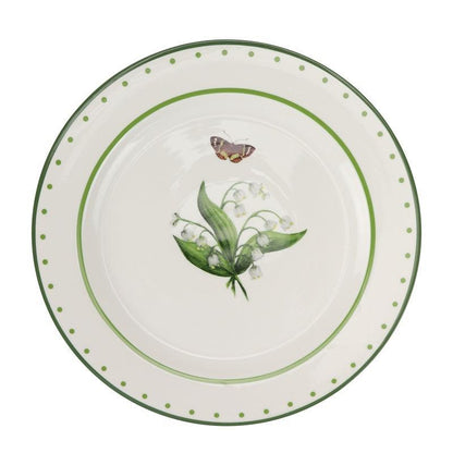 LILY OF THE VALLEY GREEN AND WHITE DINNER PLATE-Dinnerware-tbgypsysoul