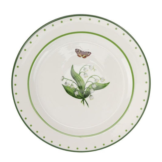 LILY OF THE VALLEY GREEN AND WHITE DINNER PLATE-Dinnerware-tbgypsysoul