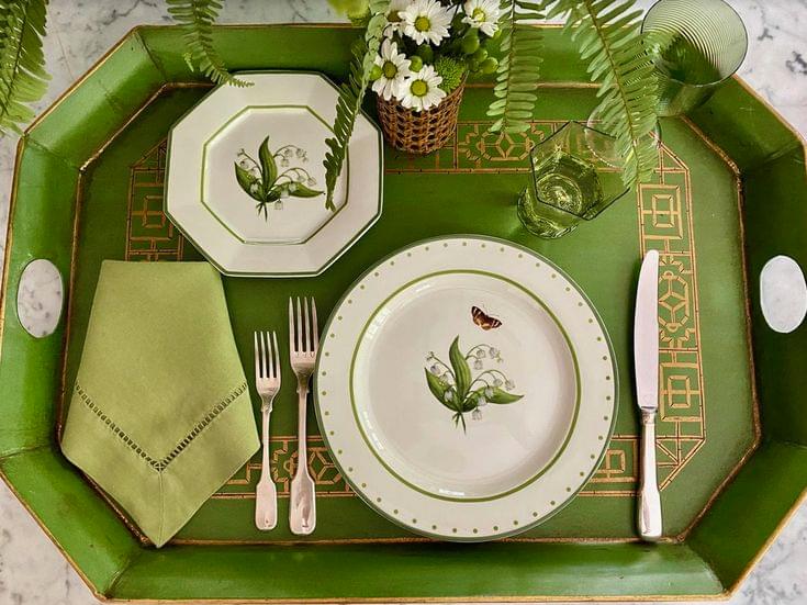LILY OF THE VALLEY GREEN AND WHITE SALAD PLATE-Shop-tbgypsysoul