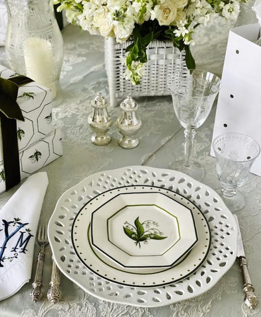 LILY OF THE VALLEY GREEN AND WHITE SALAD PLATE-Shop-tbgypsysoul