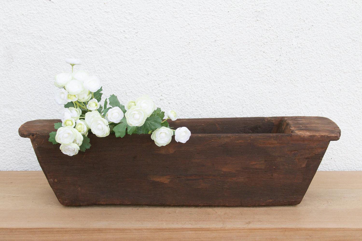 Long Rustic Wood Rectangular Bowl-Trough-tbgypsysoul