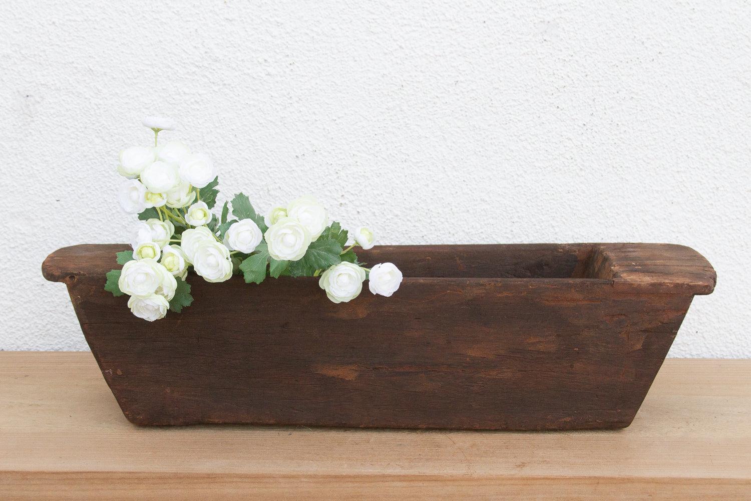 Long Rustic Wood Rectangular Bowl-Trough-tbgypsysoul